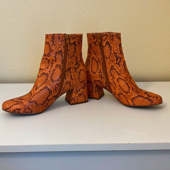 Orange Snake Print Steve Madden Booties - Picture 2 of 5